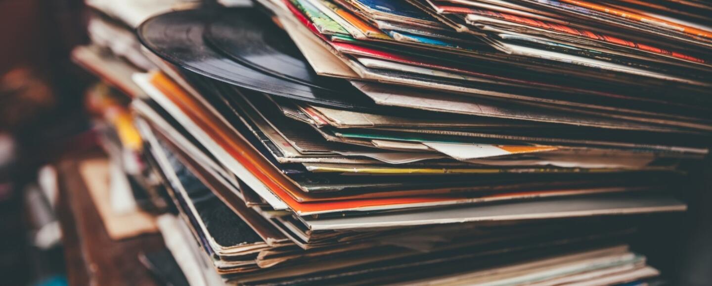 A stack of vinyl records